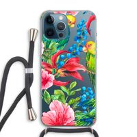Papegaaien: iPhone 12 Pro Max Transparant Hoesje met koord