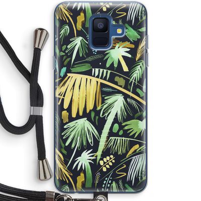Tropical Palms Dark: Samsung Galaxy A6 (2018) Transparant Hoesje met koord