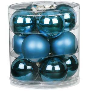 Kerstballen - 12x st - diep blauw - D8 cm - glas - mat/glans - kerstversiering