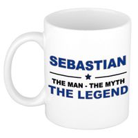 Naam cadeau mok/ beker Sebastian The man, The myth the legend 300 ml   -