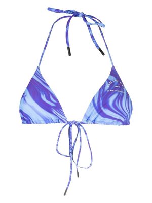 Karl Lagerfeld haut de bikini à imprimé abstrait - Bleu