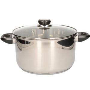 Grote RVS kookpan / pan met glazen deksel 24 cm