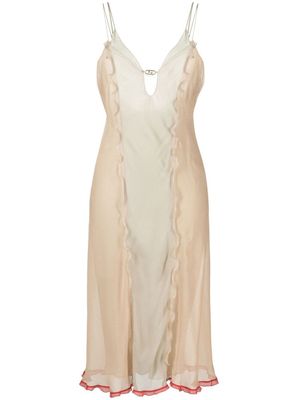 FENDI robe mi-longue en chiffon - Tons neutres
