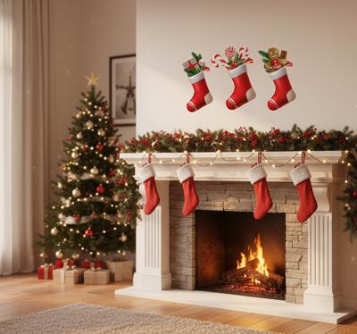 Kerst sticker voor cadeaus in de kerstkous