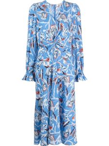 DVF Diane von Furstenberg robe froncée Anaba à fleurs - Bleu