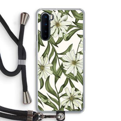 Wit bloemenpatroon: OnePlus Nord Transparant Hoesje met koord