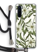 Wit bloemenpatroon: OnePlus Nord Transparant Hoesje met koord