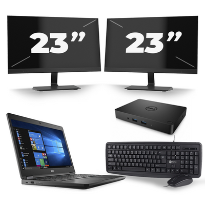 Dell Latitude 5480 - Intel Core i5-7e Generatie - 14 inch - 8GB RAM - 256GB SSD - Windows 11 + 2x 23 inch Monitor