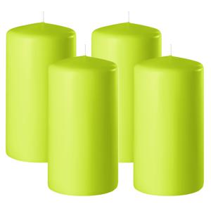 Enlightening Candles Cilinder/stompkaars - 4x - limegroen - D8 x H12 cm - 45 branduur