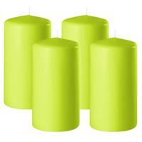 Enlightening Candles Cilinder/stompkaars - 4x - limegroen - D8 x H12 cm - 45 branduur