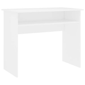 The Living Store Bureau Bureau - 90 x 50 x 74 cm - Bewerkt hout - Wit - Met opbergschap