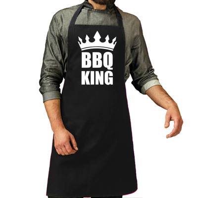 Barbecueschort - BBQ King - zwart - voor heren - Barbecue keuken schort - Cadeau - Vaderdag