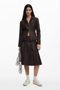 Midi leren rok - BROWN - XL