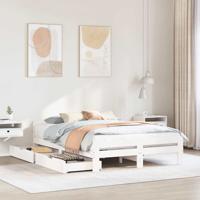 Bedframe zonder matras massief grenenhout wit 140x190 cm