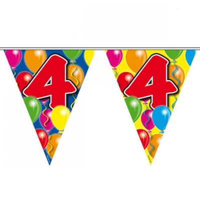 Leeftijd vlaggenlijn - 4 jaar - 10 meter - verjaardag versiering - vlaggetjes Leeftijd vlaggenlijn - 4 jaar - 10 meter - verjaardag versiering - vlaggetjes