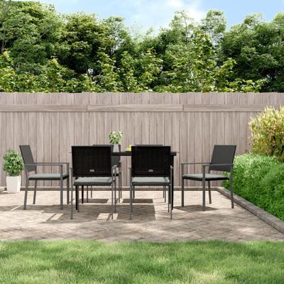 Tuinstoelen 6 st met kussens 54x62,5x89 cm poly rattan zwart