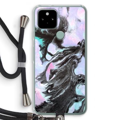Pastel zwart: Pixel 5 Transparant Hoesje met koord