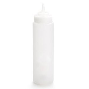 Plasticforte Doseerfles/sausfles - kunststof - transparant - met schenktuit - 700 ml - 18 cm - Maatbekers