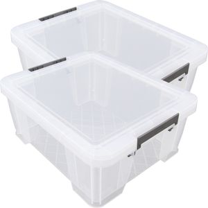 Allstore Opbergbox - 3x stuks - 24 liter - Transparant - 48 x 38 x 19 cm