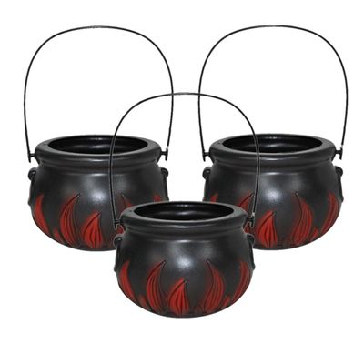 Set van 3x stuks zwarte heksenketel/kookpot voor kinderen 15 cm