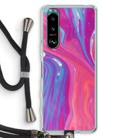 Paarse stroom: Sony Xperia 5 III Transparant Hoesje met koord