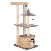 Kattenboom 131 cm Kattenstaart Kattentoren Sisal Krabpalen Zitstok Hangende Bal Afwasbare Kussens 4-Niveau Kattenboom