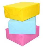 3x Rollen kraft inpakpapier geel/lichtblauw/roze 200 x 70 cm - Cadeaupapier - thumbnail