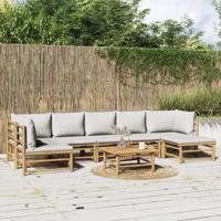 8-delige Loungeset met kussens bamboe lichtgrijs