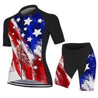 Dames Wielrenshirt met shorts Korte mouw Bergracen Wegwielrennen blauw Nationale vlag Fietsen Spandex Sport Nationale vlag Kleding Lightinthebox