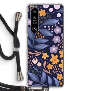 Flowers with blue leaves: Sony Xperia 1 III Transparant Hoesje met koord