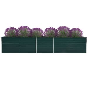 VidaXL Plantenbak verhoogd 400x80x77 cm gegalvaniseerd staal groen