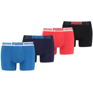 Puma boxershorts Placed Logo 4-pack Rood/Blauw-XL