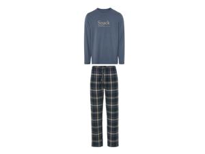 LIVERGY Heren flanellen pyjama (Blauw, S)