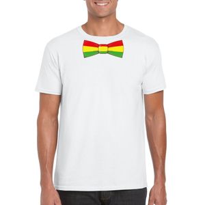 Wit t-shirt met Limburgse vlag strik voor heren