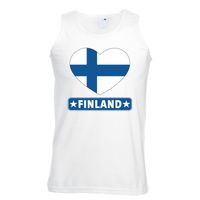 Finland hart vlag singlet shirt/ tanktop wit heren