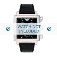 Armani horlogeband AR5321 Leder Zwart 18mm + zwart stiksel