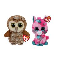 Ty - Knuffel - Beanie Boo's - Gumball Unicorn & Percy Owl - thumbnail