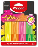 Markeerstift maped glitter 4 fluoriserende kleuren