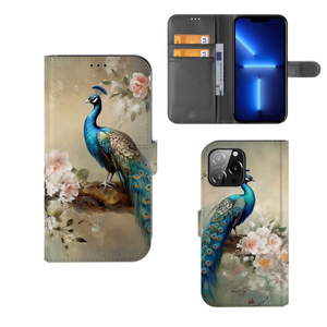 Telefoonhoesje met Pasjes voor iPhone 13 Pro Max Vintage Pauwen