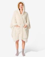HEMA Dames bankponcho one size capuchon en zakken crème