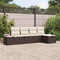 Tuinbankenset met kussen 5 pcs Bruin poly rattan