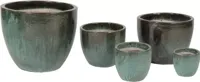 Mega Collections Geglazuurde Bloempot Egg Ø22x21 cm - Mos groen