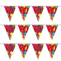 Leeftijd vlaggenlijn 60 jaar - 4x - 10 meter - plastic - 60e verjaardag slinger - vlaggetjes