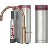 Quooker Fusion Round Keukenkraan Set - Kokend Warm- en Koud Water - Messing Patina - Inclusief PRO3 Reservoir & CUBE - Direct Gekoeld Bruisend Water
