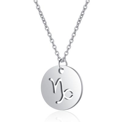 Sterrenbeeld Steenbok Dames Ketting Zilverkleurig Ronde Hanger