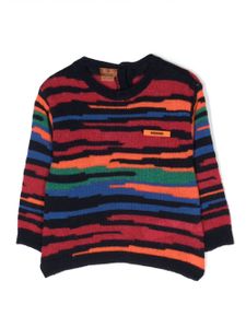 Missoni Kids pull en maille intarsia à patch logo - Bleu