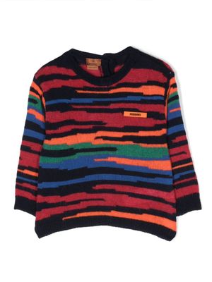Missoni Kids pull en maille intarsia à patch logo - Bleu