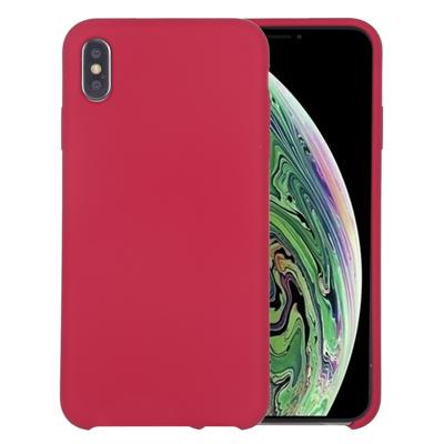 Four Corners Full Coverage Liquid Silicone Protective Case Back Cover voor iPhone XS Max (Rose Red)
