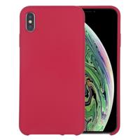 Four Corners Full Coverage Liquid Silicone Protective Case Back Cover voor iPhone XS Max (Rose Red)