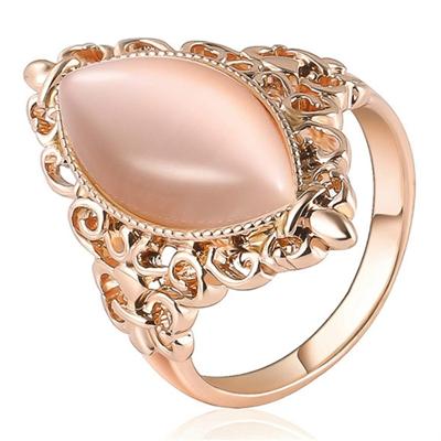 Vrouwen Vintage etnische stijl waterdrops Opal ovale ring ring grootte: 8 (Rose goud)